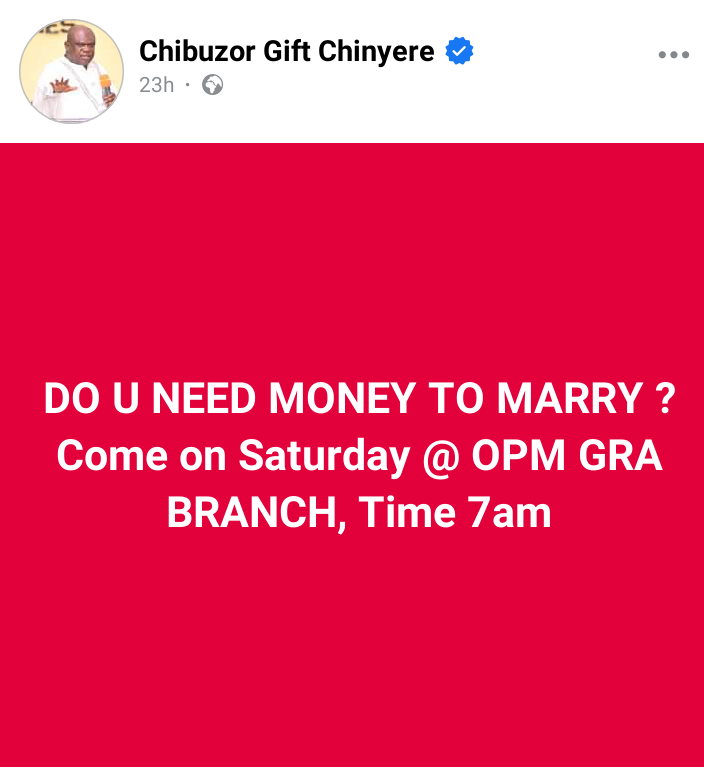 Pastor Pledges to Sponsor Marriages in Port Harcourt.